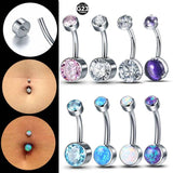 14G Titanium Navel Belly Button Rings CZ & Opal Navel Earrings