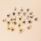 Vintage Zircon Nose Nail Stainless Steel L Rod Piercing Body Jewelry Nose Studs
