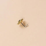 Vintage Zircon Nose Nail Stainless Steel L Rod Piercing Body Jewelry Nose Studs