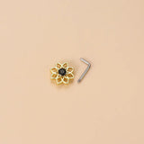 Vintage Zircon Nose Nail Stainless Steel L Rod Piercing Body Jewelry Nose Studs