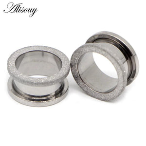 2pcs Steel Ear Tunnels Screw Earrings Gauges Kits Body Stretchers 3-25mm