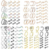 Stainless Steel Flower Nose Ring Set 20G Crystal Nose Piercing Studs