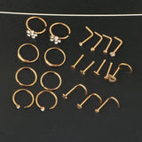 Stainless Steel Flower Nose Ring Set 20G Crystal Nose Piercing Studs