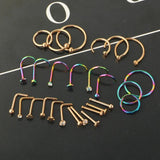 Stainless Steel Flower Nose Ring Set 20G Crystal Nose Piercing Studs
