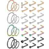 Stainless Steel Flower Nose Ring Set 20G Crystal Nose Piercing Studs