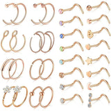 Stainless Steel Flower Nose Ring Set 20G Crystal Nose Piercing Studs