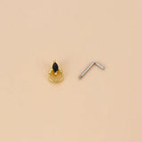 Vintage Zircon Stainless Steel L Rod Piercing Body Jewelry Nose Stud
