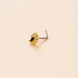 Vintage Zircon Stainless Steel L Rod Piercing Body Jewelry Nose Stud
