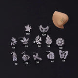 20G CZ Nose Stud Stainless Steel Nose Rings L Shape Nose Studs Screw Piercing