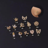 20G CZ Nose Stud Stainless Steel Nose Rings L Shape Nose Studs Screw Piercing