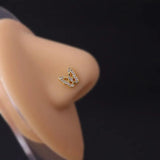 20G CZ Nose Stud Stainless Steel Nose Rings L Shape Nose Studs Screw Piercing