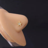 20G CZ Nose Stud Stainless Steel Nose Rings L Shape Nose Studs Screw Piercing