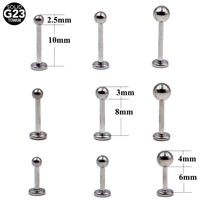 5PCS Titanium Ball Top Lip Ring Labret Tragus Earrings 16g