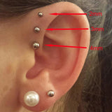 5PCS Titanium Ball Top Lip Ring Labret Tragus Earrings 16g