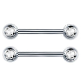 2pcs G23 Titanium CZ Gem Nipple Barbell Rings