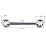 2pcs G23 Titanium CZ Gem Nipple Barbell Rings