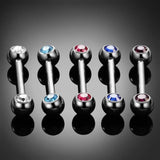 2pcs G23 Titanium CZ Gem Nipple Barbell Rings