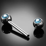 2pcs G23 Titanium CZ Gem Nipple Barbell Rings
