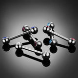 2pcs G23 Titanium CZ Gem Nipple Barbell Rings