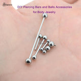 10Pcs 16G 1.2x16/38mm Threaded Bar Jewelry Tongue Industrial Piercing Balls