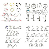 12PCS/14PCS/20PCS/21PCS Rhinestone Nose Studs Ring Hoop