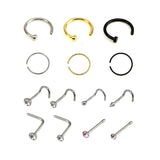 12PCS/14PCS/20PCS/21PCS Rhinestone Nose Studs Ring Hoop