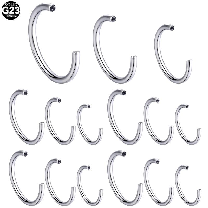 5pcs Titanium Internally Thread Horseshoe Bar Earring Eyebrow Lip Daith Hoop