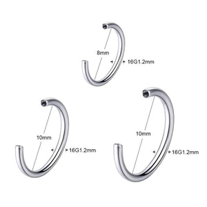 5pcs Titanium Internally Thread Horseshoe Bar Earring Eyebrow Lip Daith Hoop