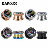EARKUO Stainless Steel Zircon Ear Tunnels 2PCS