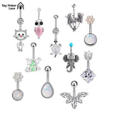 Animal Series Navel Belly Piercing 14G Butterfly Lizard CZ Belly Button Rings