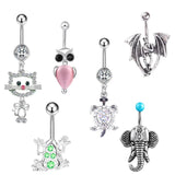 Animal Series Navel Belly Piercing 14G Butterfly Lizard CZ Belly Button Rings