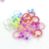 Luminous Acrylic Horseshoe Septum Piercing Nose Lip Ring Ear Smiley