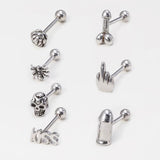 Skull Spider Rose Barbell Tongue Ring 14G