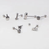 Skull Spider Rose Barbell Tongue Ring 14G