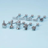 Skull Spider Rose Barbell Tongue Ring 14G