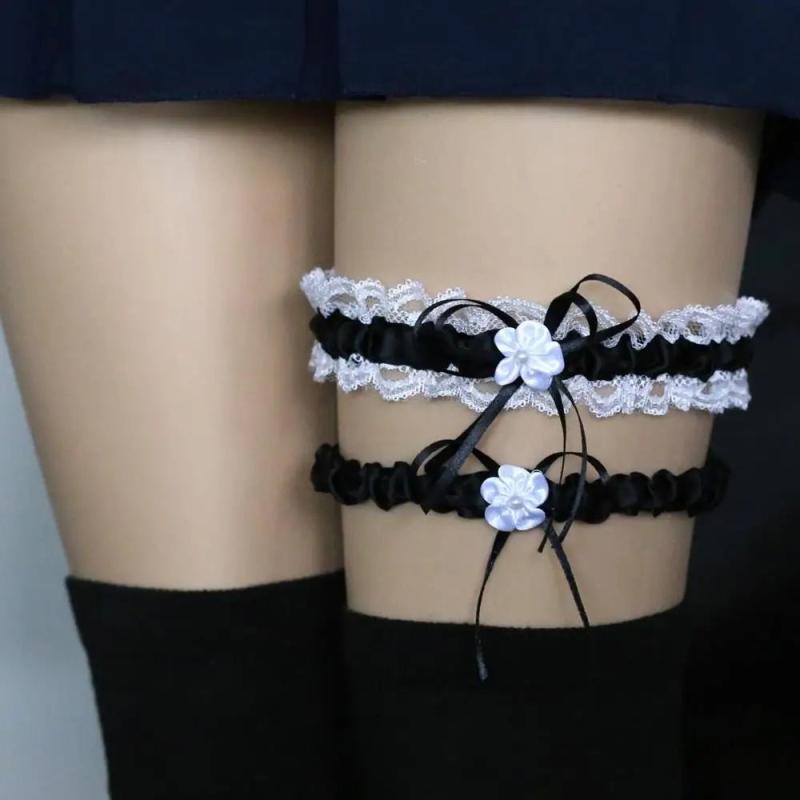 2 Pcs Princess Cosplay Lace Floral Garter Belt Leg Ring