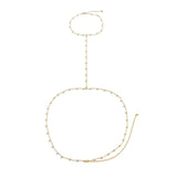 Pearl Cross Body Chain Necklace for Women Girls Sexy Beads Bikini Chain
