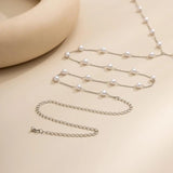 Pearl Cross Body Chain Necklace for Women Girls Sexy Beads Bikini Chain