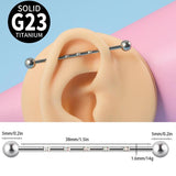 Titanium 14G Industrial Scaffold Barbell with CZ/Opal 38mm