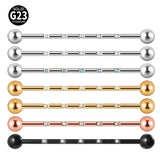 Titanium 14G Industrial Scaffold Barbell with CZ/Opal 38mm