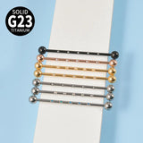 Titanium 14G Industrial Scaffold Barbell with CZ/Opal 38mm
