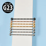 Titanium 14G Industrial Scaffold Barbell with CZ/Opal 38mm