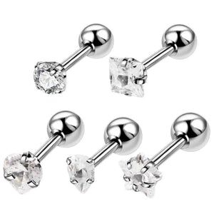 5Pcs Tragus Barbell Earring Cartilage Piercing Ear Stud Gem Sexy