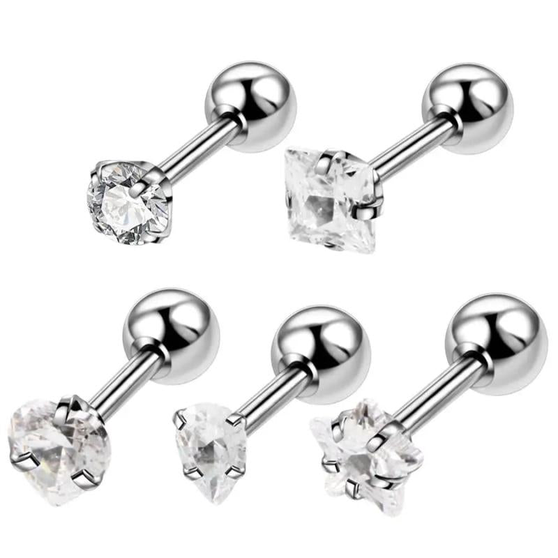5Pcs Tragus Barbell Earring Cartilage Piercing Ear Stud Gem Sexy