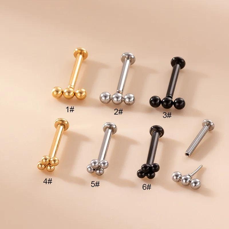 1.2*8mm Stainless Steel Lip Stud Body Jewelry Bead for Women Teens