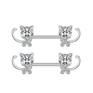 Cat Nipple Piercing Stainless Steel Zircon Nipple Ring Sexy Butterfly Flower