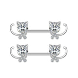 Cat Nipple Piercing Stainless Steel Zircon Nipple Ring Sexy Butterfly Flower