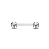 Titanium CZ Bezel Nipple Tongue Ring 14G Cubic Zirconia Opal Nipple Barbell