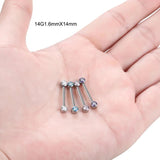 Titanium CZ Bezel Nipple Tongue Ring 14G Cubic Zirconia Opal Nipple Barbell