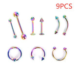 9PCS/10PCS Stainless Steel Body Piercing Jewelry Set
